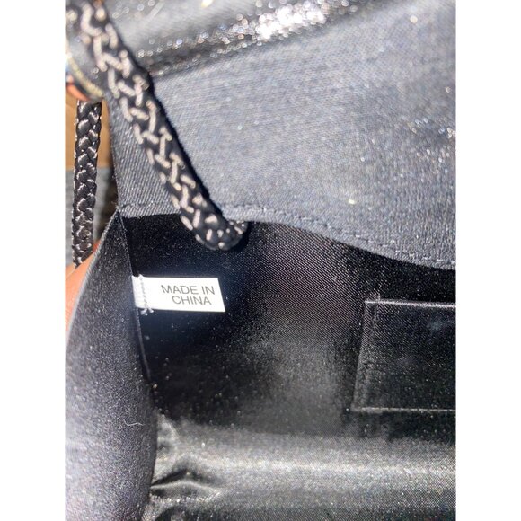 La Regale Black Fabric Evening Bag with Rope Strap Made in China 10 Inches - Picture 4 of 12